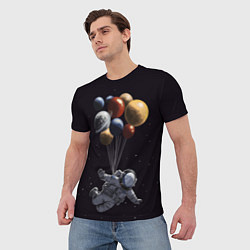 Футболка мужская Космонавт с шариками в космосе, цвет: 3D-принт — фото 2