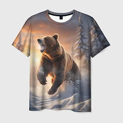 Футболка мужская Бурый медведь в лесу, цвет: 3D-принт