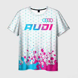 Футболка мужская Audi neon gradient style: символ сверху, цвет: 3D-принт