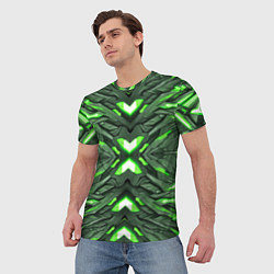 Футболка мужская Кибер неоновая броня зелёная, цвет: 3D-принт — фото 2