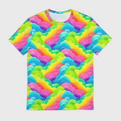 Футболка мужская Разноцветные облака из бумаги паттерн, цвет: 3D-принт