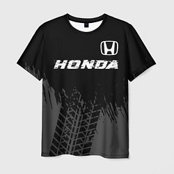 Футболка мужская Honda speed на темном фоне со следами шин посереди, цвет: 3D-принт