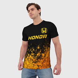Футболка мужская Honda - gold gradient посередине, цвет: 3D-принт — фото 2