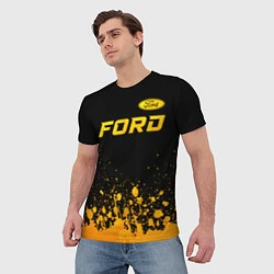 Футболка мужская Ford - gold gradient посередине, цвет: 3D-принт — фото 2