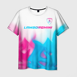 Футболка мужская Lamborghini neon gradient style посередине, цвет: 3D-принт