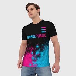 Футболка мужская OneRepublic - neon gradient посередине, цвет: 3D-принт — фото 2