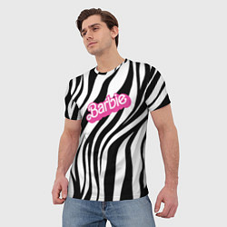 Футболка мужская Ретро Барби - паттерн полосок зебры, цвет: 3D-принт — фото 2