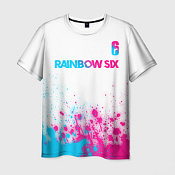 Футболка мужская Rainbow Six neon gradient style посередине, цвет: 3D-принт