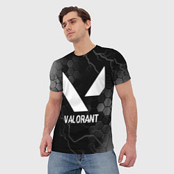Футболка мужская Valorant glitch на темном фоне, цвет: 3D-принт — фото 2