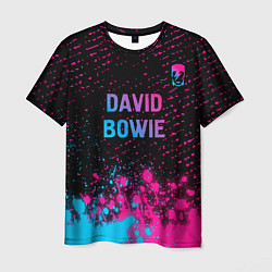 Футболка мужская David Bowie - neon gradient посередине, цвет: 3D-принт