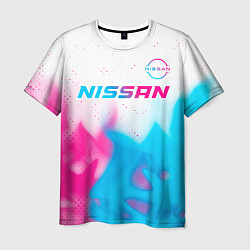 Футболка мужская Nissan neon gradient style посередине, цвет: 3D-принт