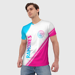 Футболка мужская Ramones neon gradient style вертикально, цвет: 3D-принт — фото 2