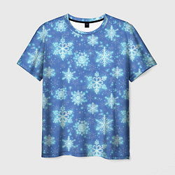 Футболка мужская Pattern with bright snowflakes, цвет: 3D-принт