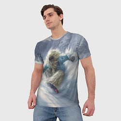 Футболка мужская Йетти на сноуборде, цвет: 3D-принт — фото 2