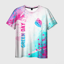 Футболка мужская Green Day neon gradient style вертикально, цвет: 3D-принт