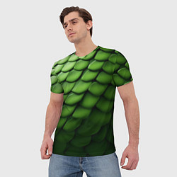 Футболка мужская Зеленая чешуя змеи, цвет: 3D-принт — фото 2