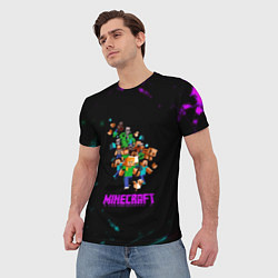 Футболка мужская Minecraft neon краски, цвет: 3D-принт — фото 2