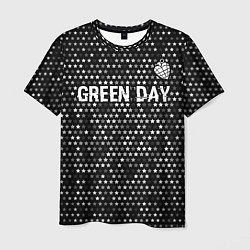 Футболка мужская Green Day glitch на темном фоне посередине, цвет: 3D-принт