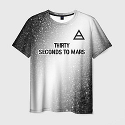 Футболка мужская Thirty Seconds to Mars glitch на светлом фоне посе, цвет: 3D-принт