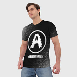 Футболка мужская Aerosmith glitch на темном фоне, цвет: 3D-принт — фото 2