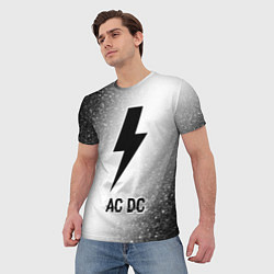Футболка мужская AC DC glitch на светлом фоне, цвет: 3D-принт — фото 2