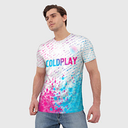 Футболка мужская Coldplay neon gradient style посередине, цвет: 3D-принт — фото 2