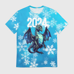 Футболка мужская 2024 синий дракон, цвет: 3D-принт