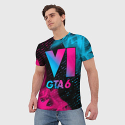 Футболка мужская GTA 6 - neon gradient, цвет: 3D-принт — фото 2