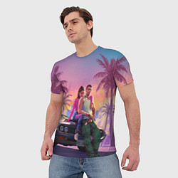 Футболка мужская Люсия с парнем gta 6, цвет: 3D-принт — фото 2