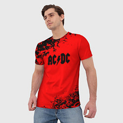 Футболка мужская AC DC skull rock краски, цвет: 3D-принт — фото 2