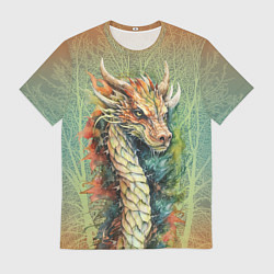 Футболка мужская Зеленый древесный дракон с деревьями, цвет: 3D-принт
