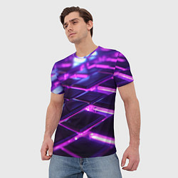 Футболка мужская Фиолетовая неоновая плитка, цвет: 3D-принт — фото 2