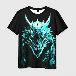 Футболка мужская Стальной голубой кибер-дракон, цвет: 3D-принт