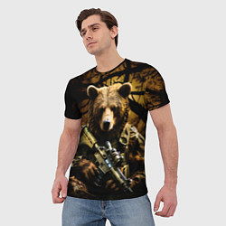 Футболка мужская Медведь солдат в дремучем лесу, цвет: 3D-принт — фото 2
