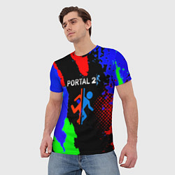 Футболка мужская Portal 2 краски сочные текстура, цвет: 3D-принт — фото 2