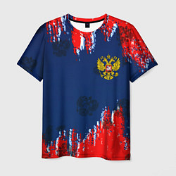Футболка мужская Россия спорт краски текстура, цвет: 3D-принт