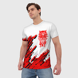Футболка мужская Ведьмак геральт красные краски лого волк, цвет: 3D-принт — фото 2