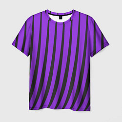 Футболка мужская Неоновый фиолетовый полосатый, цвет: 3D-принт