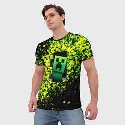 Футболка мужская Minecraft зелёные краски, цвет: 3D-принт — фото 2