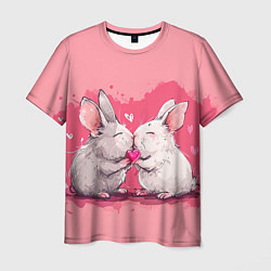 Футболка мужская Милые влюбленные кролики, цвет: 3D-принт