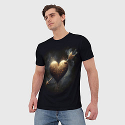Футболка мужская Золотое сердце - стрела, цвет: 3D-принт — фото 2