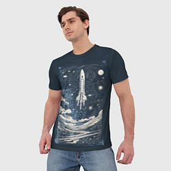 Футболка мужская Винтажный постер космос титан ракета, цвет: 3D-принт — фото 2