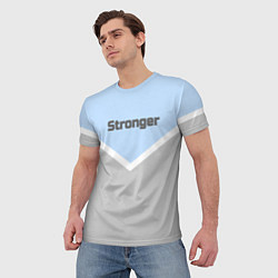 Футболка мужская Stronger серо-голубой, цвет: 3D-принт — фото 2