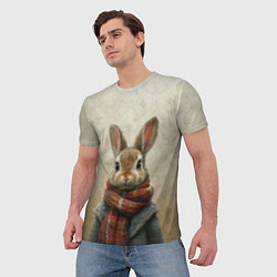 Футболка мужская Кролик в шарфе, цвет: 3D-принт — фото 2