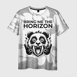 Футболка мужская Bring Me the Horizon рок панда на светлом фоне, цвет: 3D-принт