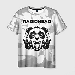 Футболка мужская Radiohead рок панда на светлом фоне, цвет: 3D-принт