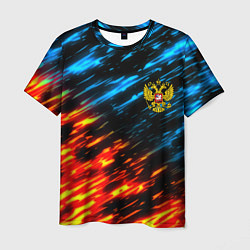 Футболка мужская Герб России огненный стиль, цвет: 3D-принт