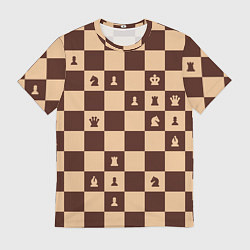 Футболка мужская Коричневая шахматная доска, цвет: 3D-принт