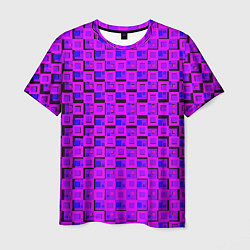 Футболка мужская Фиолетовые квадраты на чёрном фоне, цвет: 3D-принт