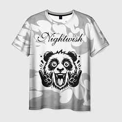 Футболка мужская Nightwish рок панда на светлом фоне, цвет: 3D-принт